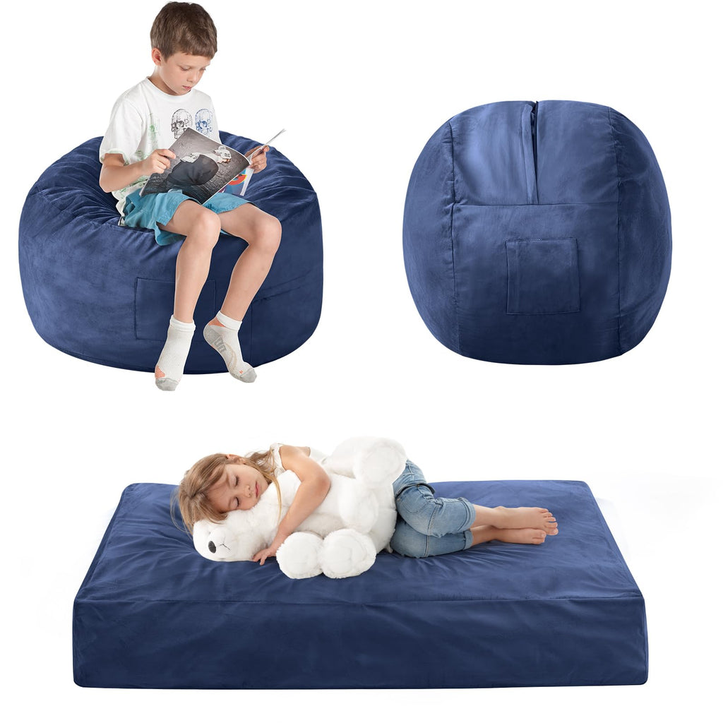 Bean Bag Chairs for Adults - Giant Bean Bag Convertible Floor Sofa