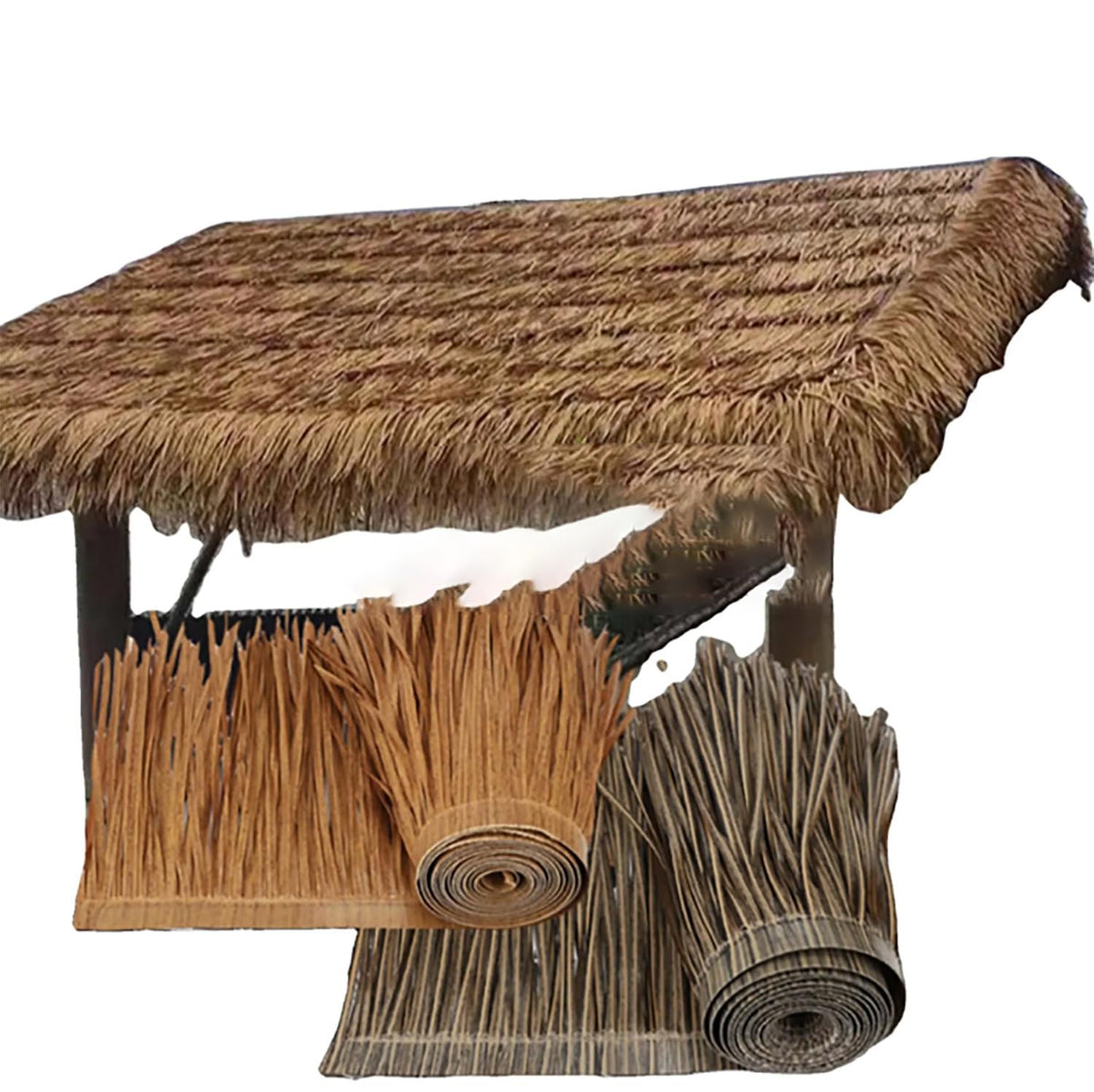 LIUNI Artificial thatch Roofing roll Garden Tiki bar Straw roof thatch roll Artificial Palm roof Leaves for Fencing decking Patio Umbrella Fence Party Decoration(Size:10m/32.8f,Color:Yellow)