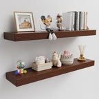 60 inch Long Walnut Floating Shelf for Wall, 8" D Fireplace Mantel