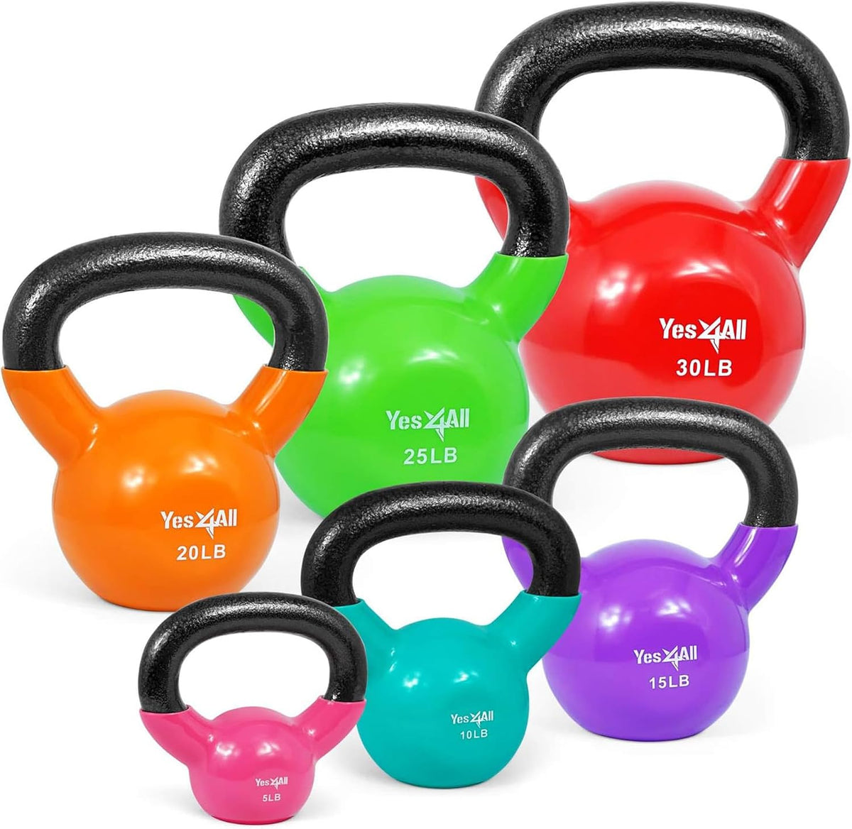 Yes4All Vinyl Kettlebells, Versatile Set