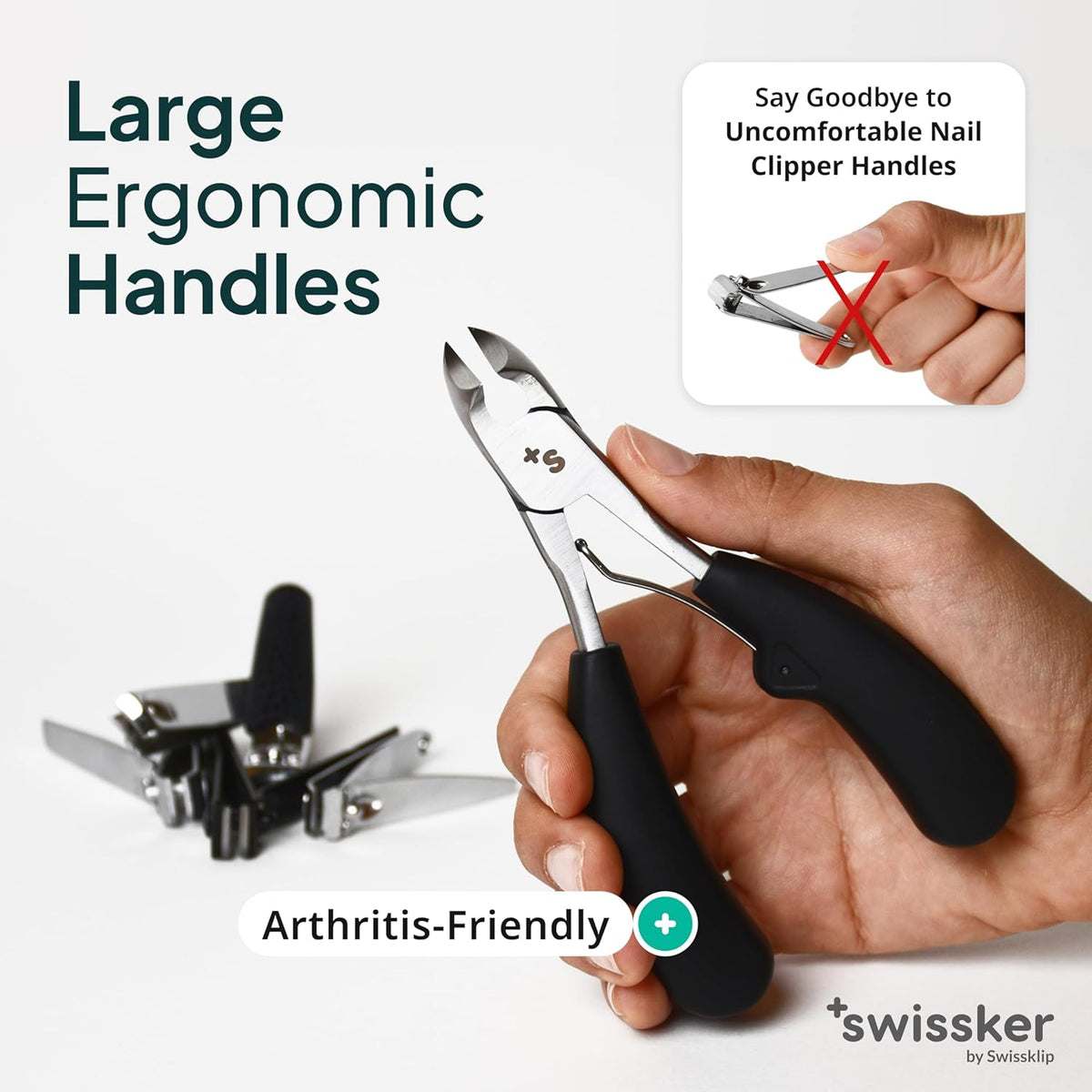 Swissker by Swissklip Heavy Duty Toenail Clippers for Seniors & Thick Nails
