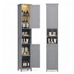 VASAGLE Tall Storage Cabinet with Lights, Slim, 11.8" W, Cloud White
