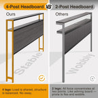 Queen Bed Frame with Charging Station, LED Lights, 2 Drawers, Rustic Grey