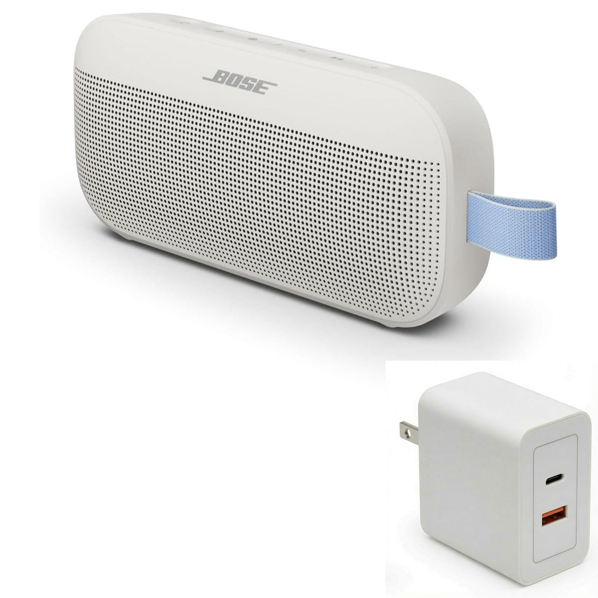 Bose SoundLink Flex Bluetooth Speaker (2nd Gen) Bundle with Fast Charger - Portable Outdoor Speaker with Hi-Fi Audio, Waterproof and Dustproof, USB-C, Up to 12 Hours Battery Life, (Sandstone)