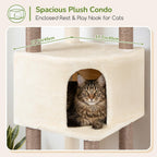 Globlazer F65D Corner Cat Tree Tower with Scratching Posts, Beige