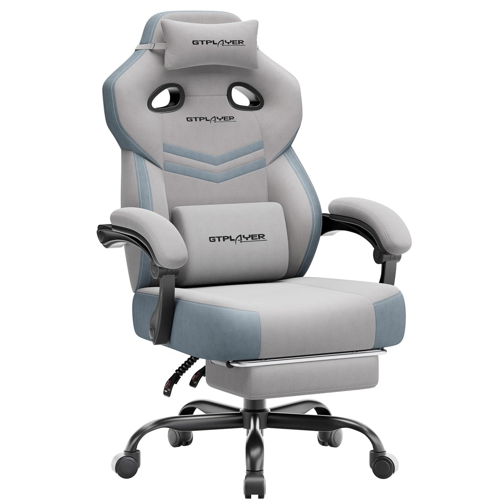 GTPLAYER Big & Tall Gaming Chair, Wide Seat with Footrest, Charcoal