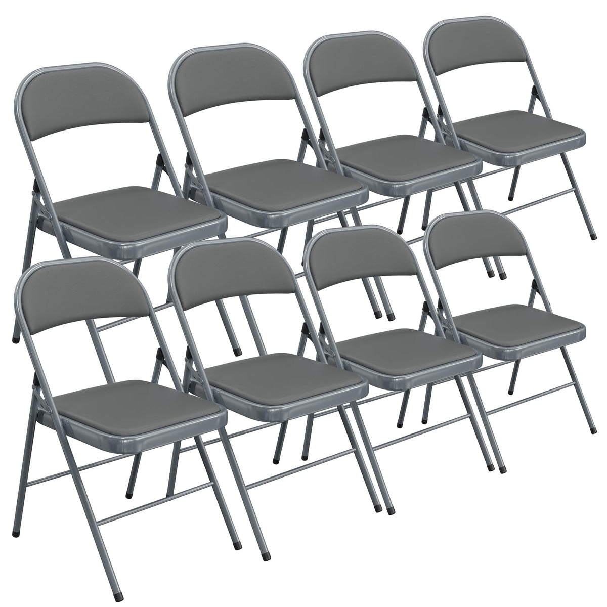 Bonnlo Folding Chair with Comfortable Padded Cushion and Back, Portable Folding Chairs for Outside, Office Events, Weddings, Pu Leather, 6 Black
