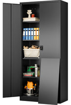 SISESOL 75" Tall Metal Storage Cabinet with Wheels,Rolling Garage Storage Cabinet with Lock,Black Metal Cabinets with Wheels and Shelves,Deep Heavy Duty Tool Locker for Garage,Home,Office,Shop
