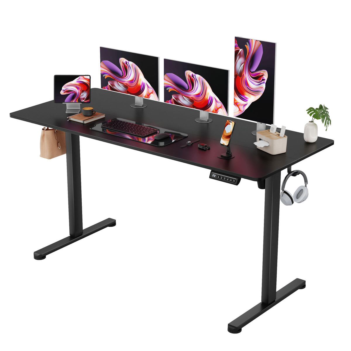 Furmax 45 Inches Electric Standing Desk, Home Office Desk with Phone Holder
