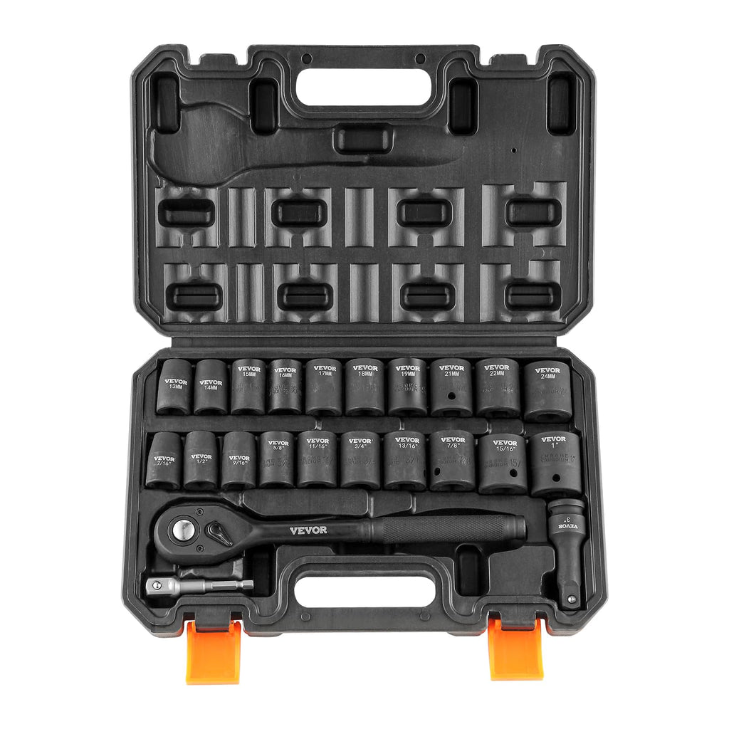 VEVOR 91-Piece 1/2" Drive Impact Socket Set, Deep & Shallow Kit