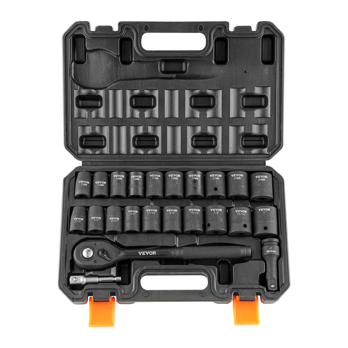 VEVOR 91-Piece 1/2" Drive Impact Socket Set, Deep & Shallow Kit