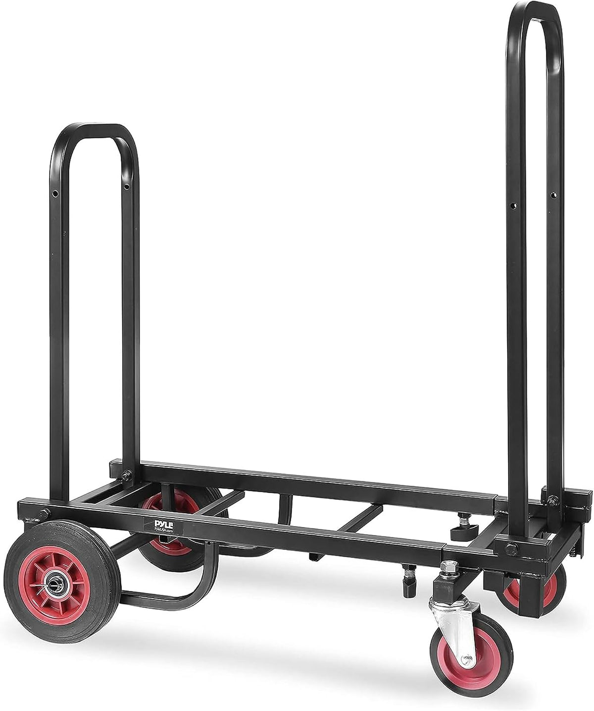 Pyle Compact Folding Adjustable Equipment Dolly - Heavy Duty Multi‑Function Convertible Cart Hand Truck/Platform Cart with Wheels - Expandable Up to 25.24" to 40.24" - 200LBS MAX Load Capacity