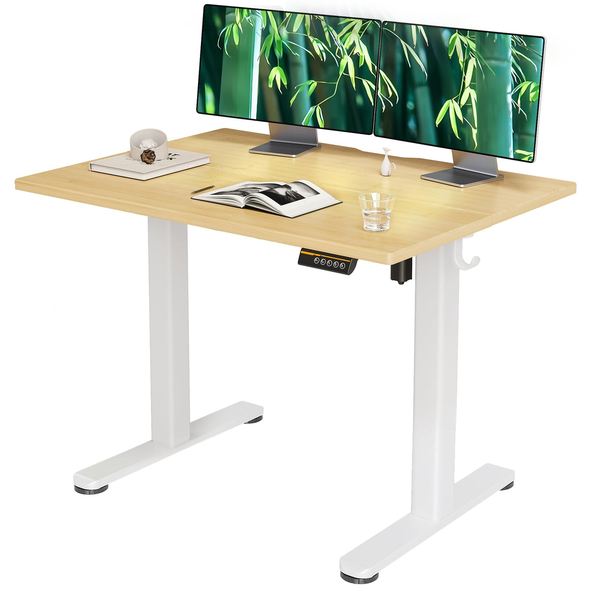 Claiks Electric Height Adjustable Standing Desk, 32x19 Inch, Nature