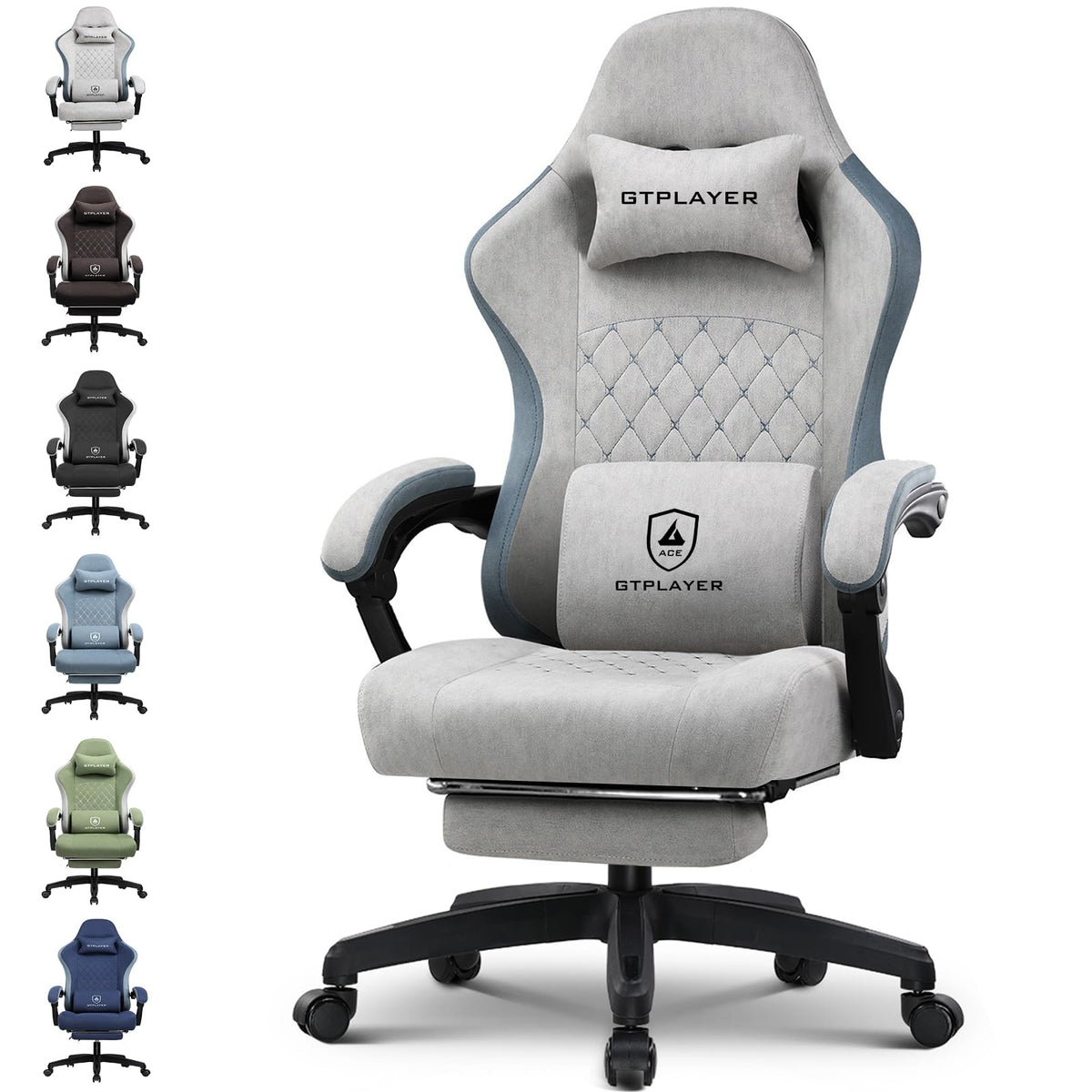 GTPLAYER Gaming Chair, Computer Office Chair with Pocket Spring Cushion, Linkage Armrests and Footrest, High Back Ergonomic Computer Chair with Lumbar Support Task Chair with Footrest(Black)