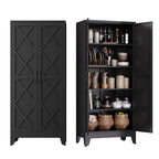 COFaR Home Farmhouse Storage Cabinet with 2 Barn Door, 61" H Metal Cabinet