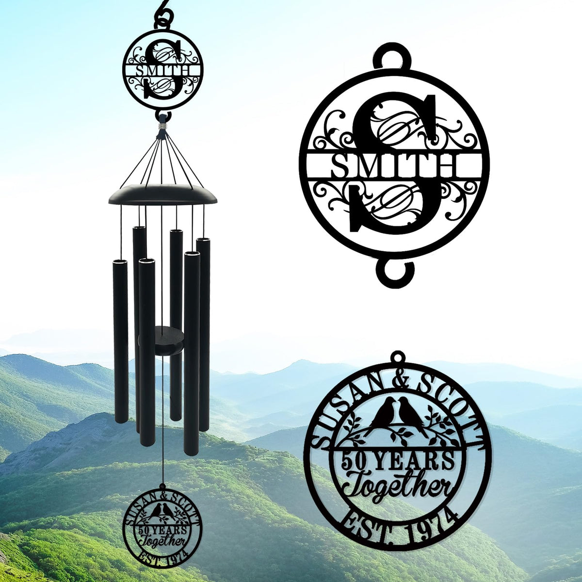 Large 44 Inch Wind Chime Personalized Retirement Wind Chimes Gift,Custom Wind Chimes for Retirement Gift,Outdoor Metal Wind Chime for Yard Garden Decor