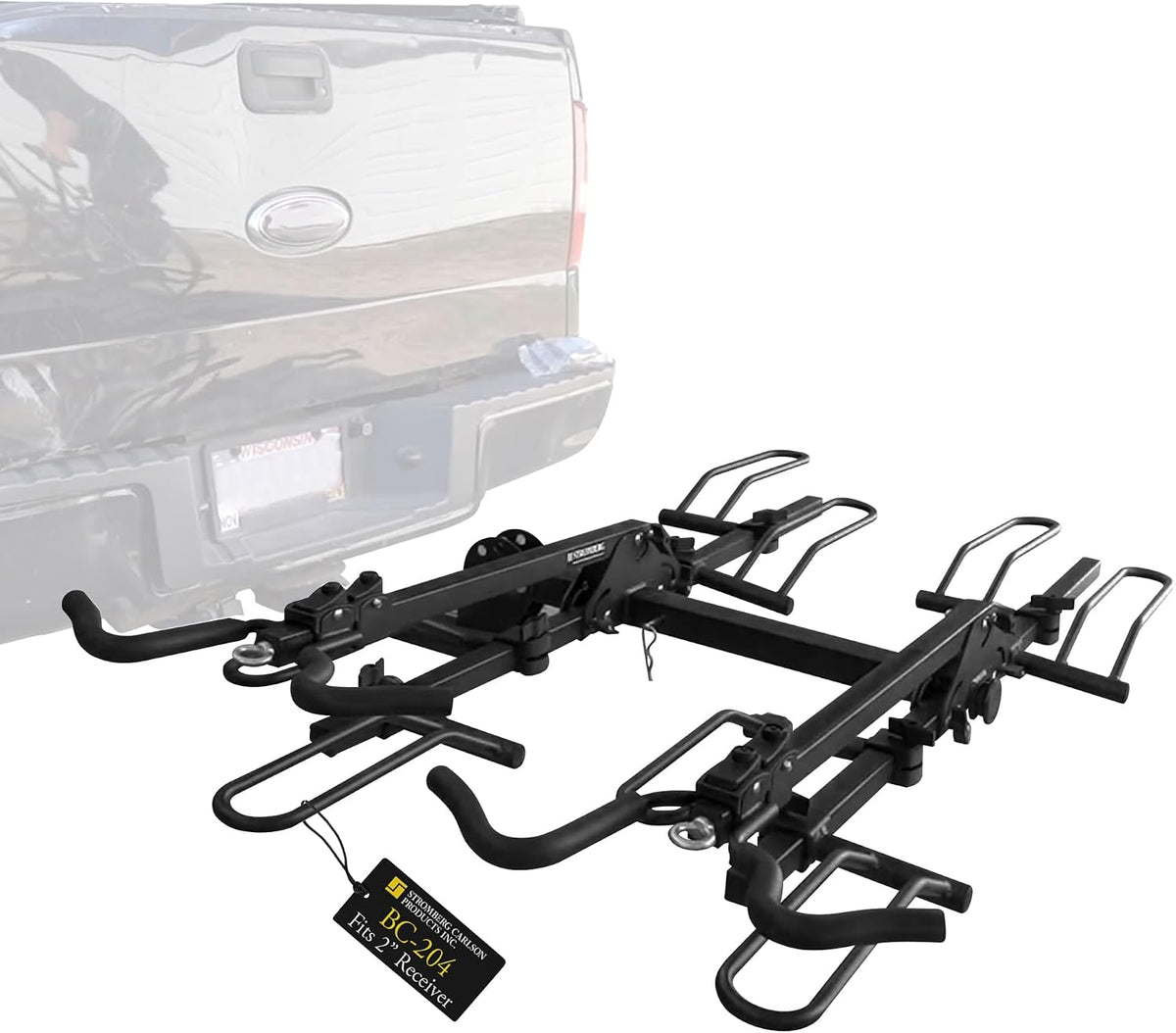 Stromberg Carlson BC-204 Heavy Duty Platform Mount Bike Rack – Folding Hitch Carrier for 4 Bikes, Fits 2" Hitch Receiver, Durable Transport Solution, Compatible with Cars, SUVs, Truck and Trailer