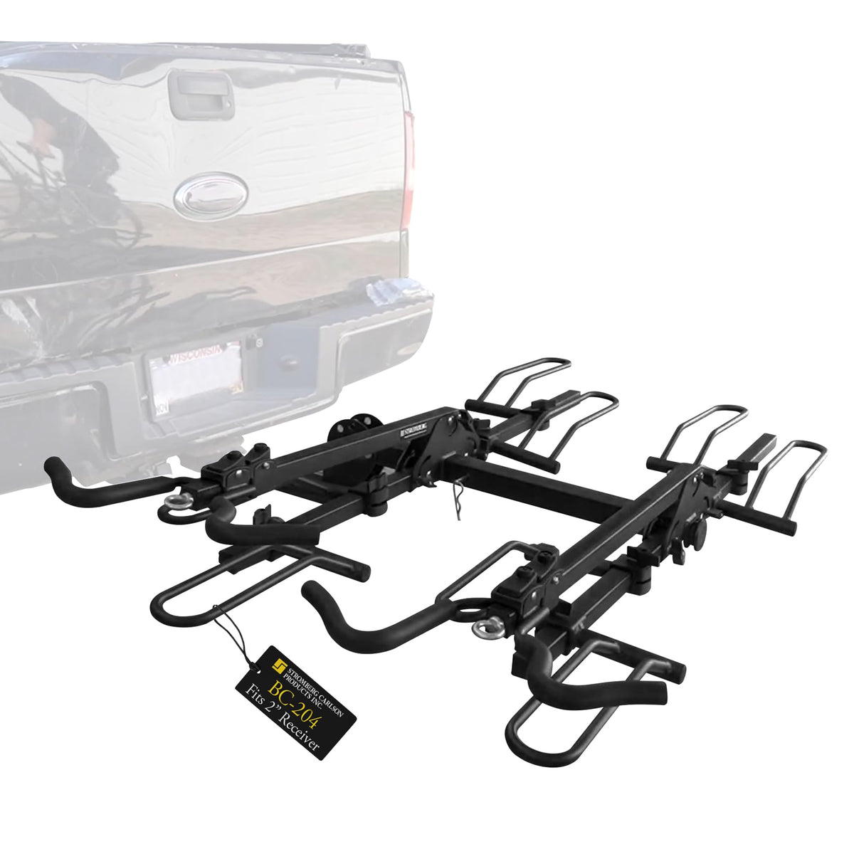 Stromberg Carlson BC-204 Heavy Duty Platform Mount Bike Rack – Folding Hitch Carrier for 4 Bikes, Fits 2" Hitch Receiver, Durable Transport Solution, Compatible with Cars, SUVs, Truck and Trailer