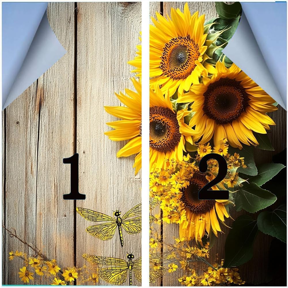 Modern Beautiful Sunflower Window Privacy Film 31.5Wx55.1L inch x 2pcs