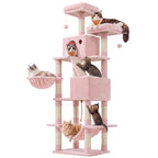 Feandrea Cat Tree, 81.1-Inch Large Cat Tower, Multi-Level Condo, Green