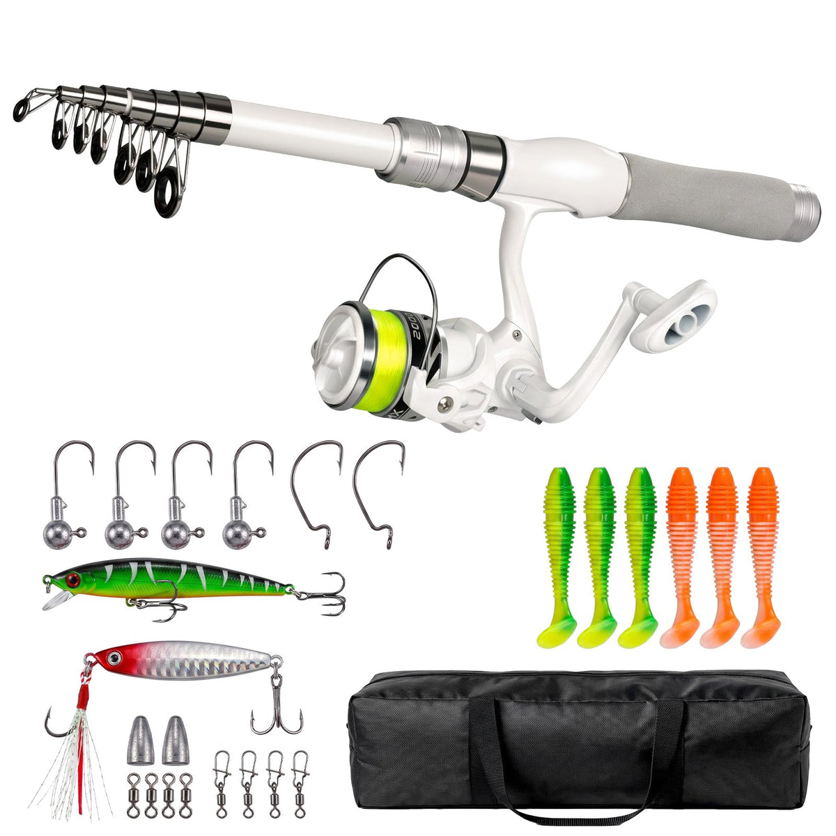 Fishing Rod and Reel Combo, Collapsible Carbon Fiber Fishing Rod