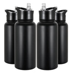 32 oz Insulated Water Bottle Bulk 8 Pack, Stainless Steel Sports Water Bottles with Straw Lid & Wide Mouth Lids, Double Walled Vacuum, Leak Proof, White