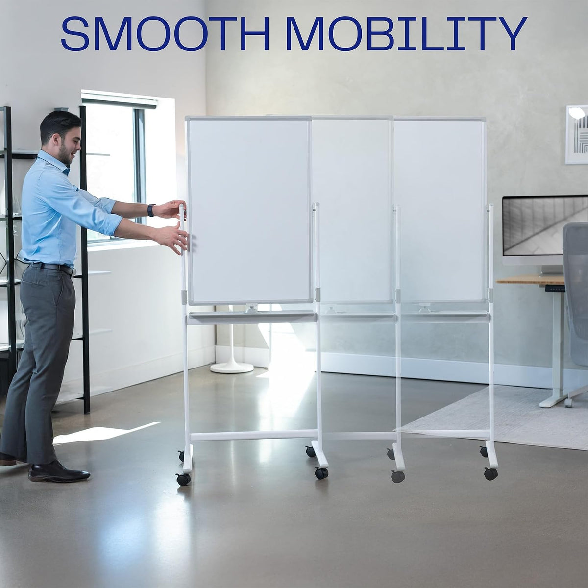 VIVO White Mobile 24 x 36 inch Double Sided Whiteboard, CART-WB24A