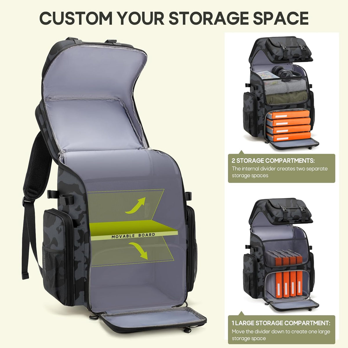 RAINSMORE Fishing Backpack, 45L Large Water-resistant Fishing Tackle Bag