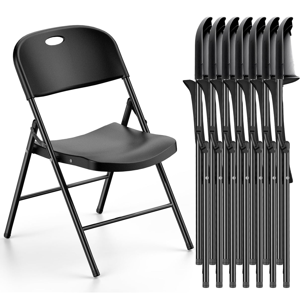 Nazhura 350 Weight Limit Heavy Duty Plastic Folding Chair with Reinforced Steel Frame for Indoor and Outdoor, Wedding, Party, Restaurant, Meeting Room, Patio and Garden