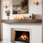 60x8x3in Rustic Fireplace Mantel Pine Wood, Weathered Brown