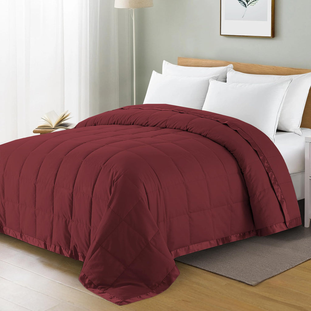 puredown® Blankets Queen Size - Soft Lightweight Down Blanket for Bed, Cozy Warm Luxury Bed Blanket with Satin Trim, White (90"X90")