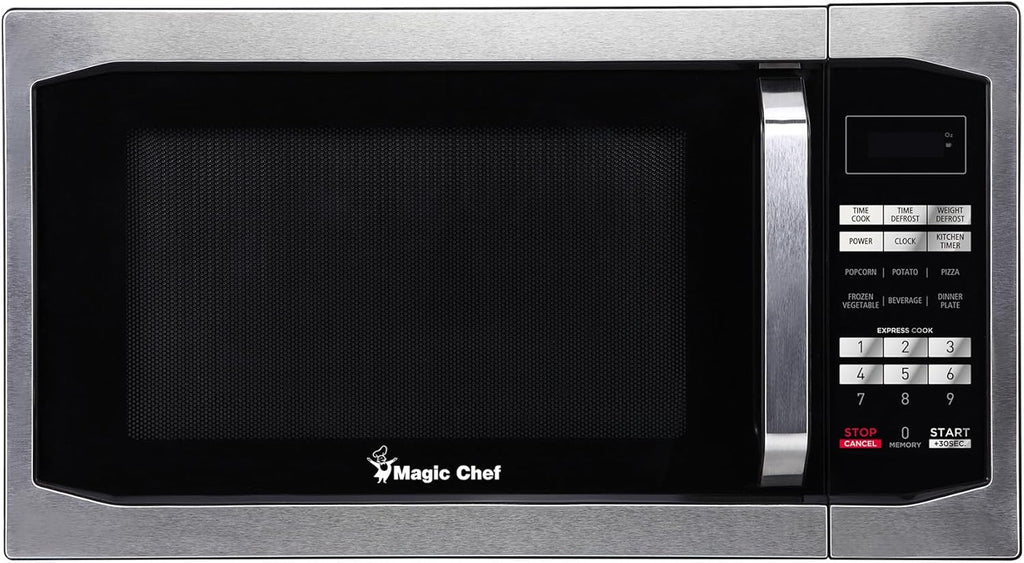 Magic Chef Countertop Microwave Oven, 1.6 Cu Ft, 1100W, Stainless Steel