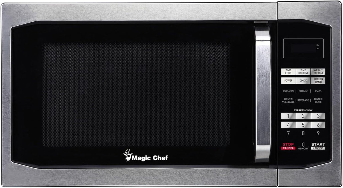 Magic Chef Countertop Microwave Oven, 1.6 Cu Ft, 1100W, Stainless Steel