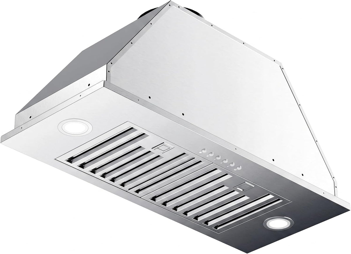 AROAN 30 inch Insert Range Hood, 900 CFM Built-in Range Hood with Ducted/Ductless Convertible, Stainless Steel Vent Hood for Kitchen 4 Speed Push Control and Long-term warranty(ANB01-30)