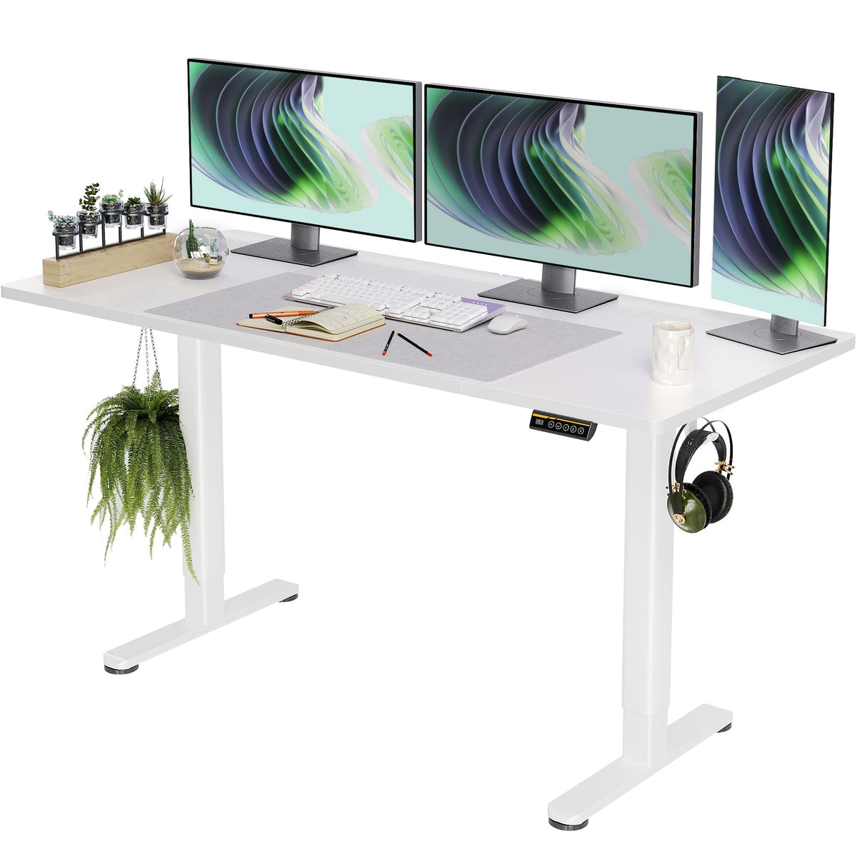 Claiks Electric Height Adjustable Standing Desk, 48x24 Inch, Deep Black