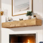 60x8x3in Rustic Fireplace Mantel Pine Wood, Weathered Brown