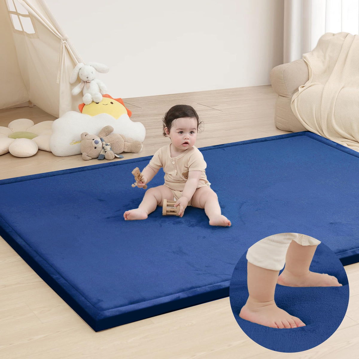 Huloo Sleep Large 1.3" Thick Baby Play Mat for Floor, 79"×59"(Dark Gray)