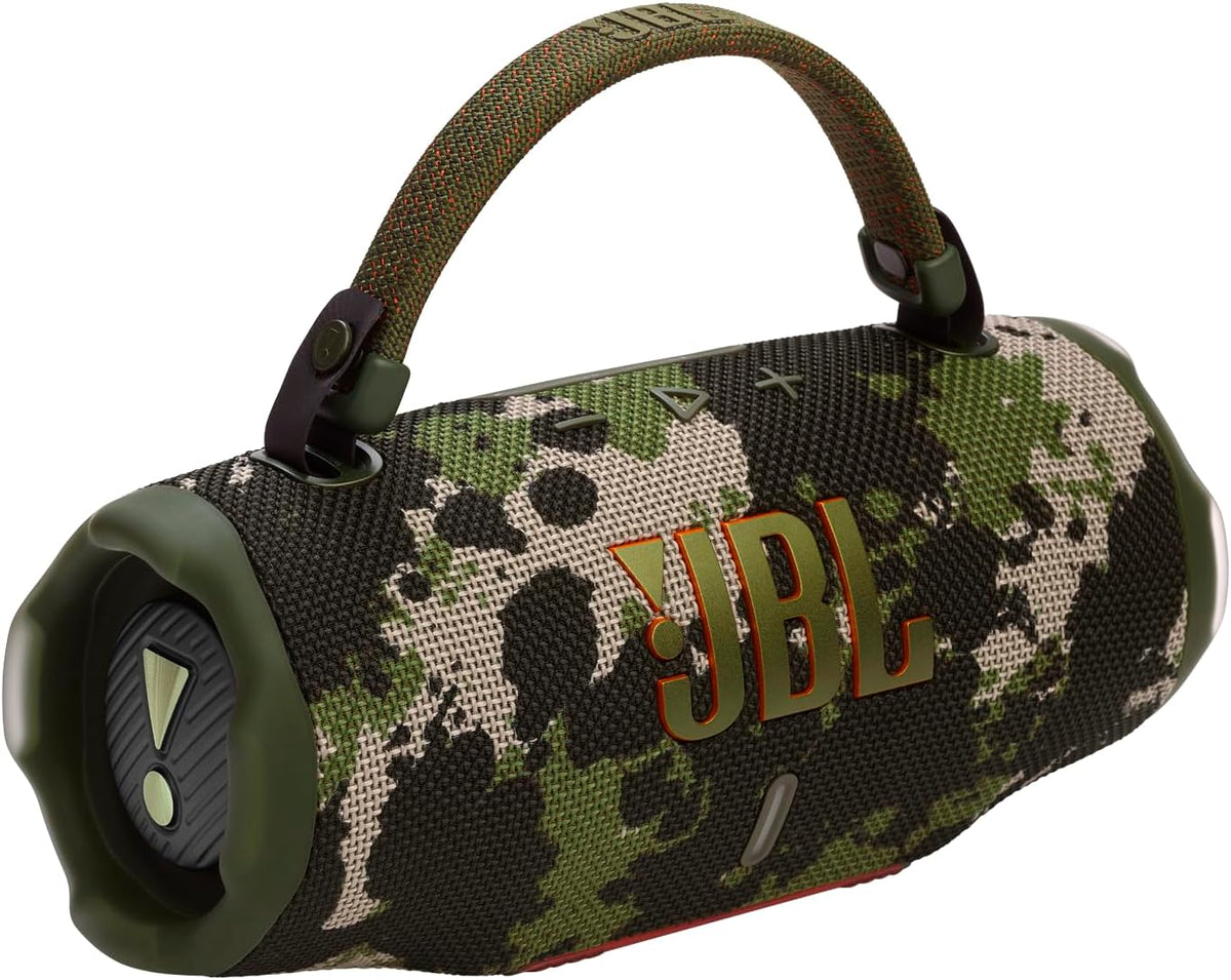 JBL Charge 6 - Portable Waterproof & Drop-Proof Bluetooth Speaker, Bold Pro Sound with AI Sound Boost, 28Hrs of Playtime, Built-in powerbank & Comes with a Sturdy/Removable Carrying Strap (Squad)