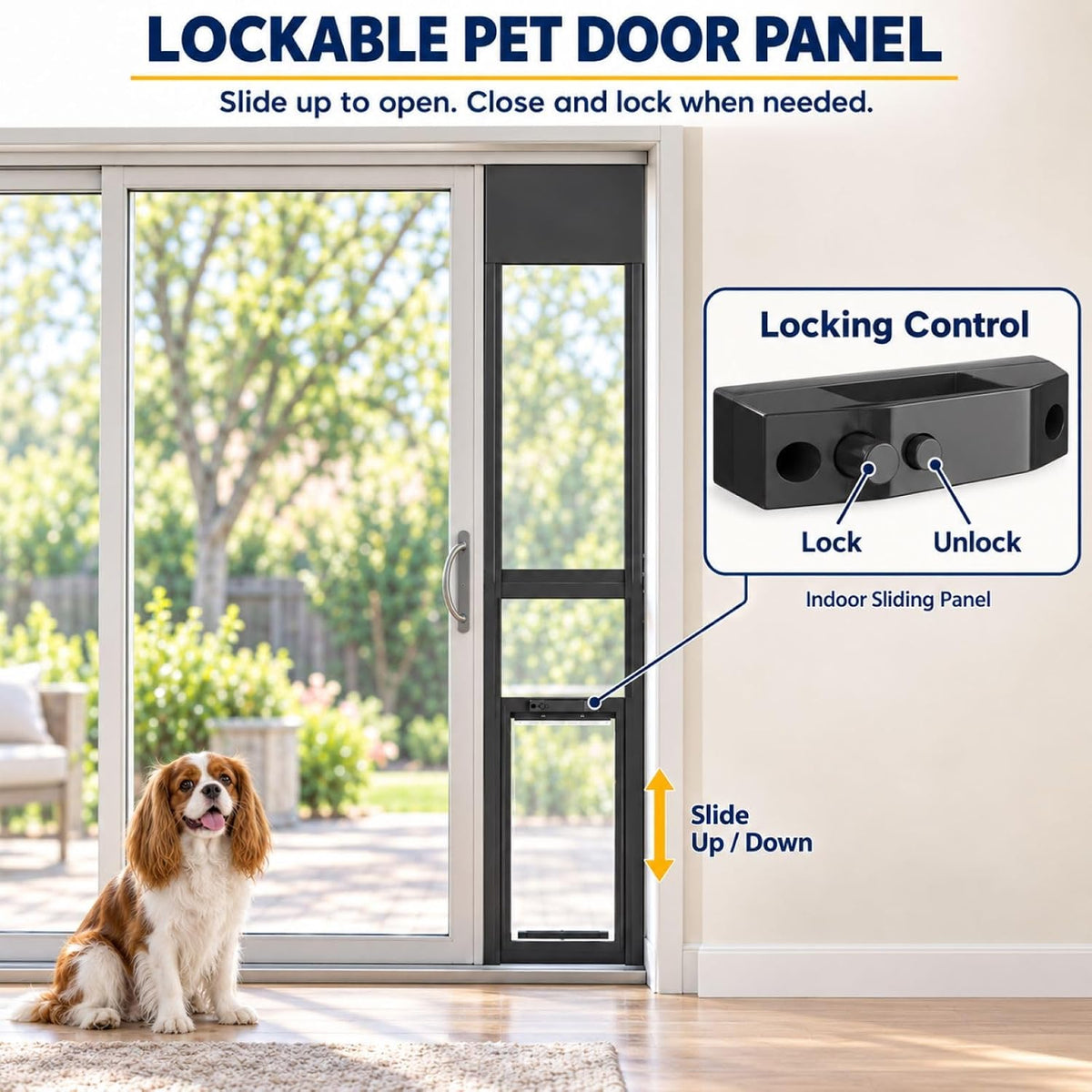 DoCred Dog Door for Sliding Glass Door, 74 13/16" to 80 11/16"
