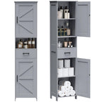 Homhedy 67" H Tall Bathroom Storage Cabinet with Barn Doors and Drawer