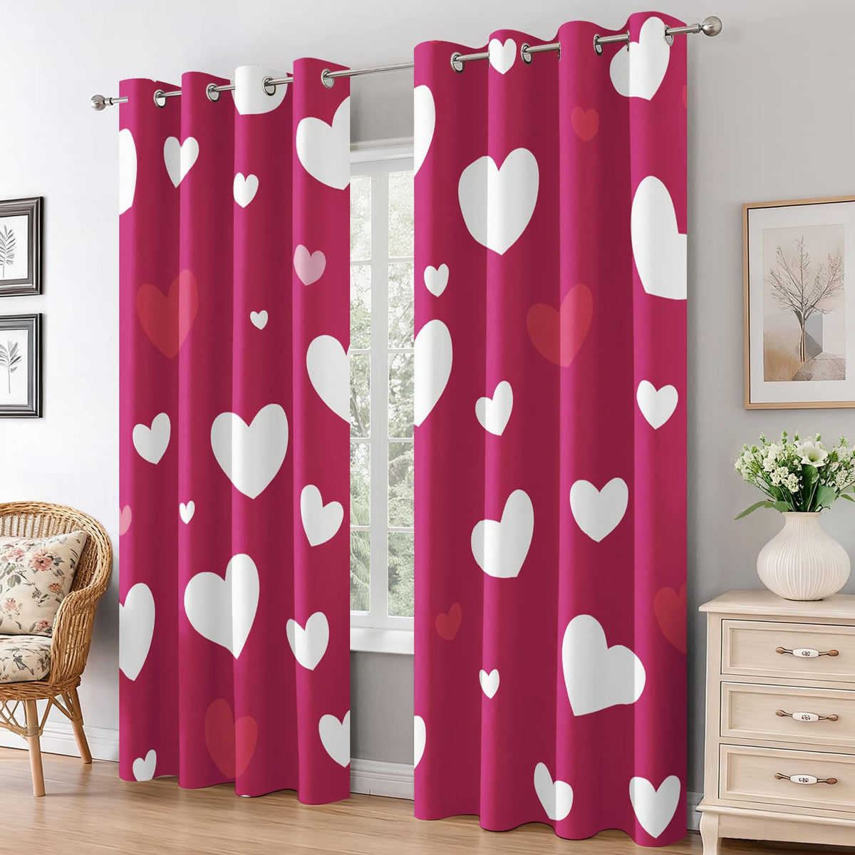 Cute Sun Curtains Blackout for Living Room Bedroom, Colorful Floral Butterfly Curtains 108 Inch Length 2 Panels Set, Thermal Insulated Grommet Drapes - Girly Kawaii Home Decor Q3K-X16