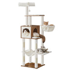Feandrea Cat Tree, 65-Inch Tall Cat Tower, Multi-Level Condo with Cave