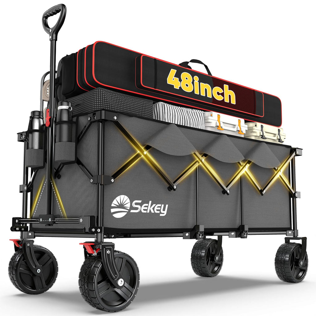 Sekey 300L Extended Collapsible Wagon, 660 lb Capacity, 48 in Long