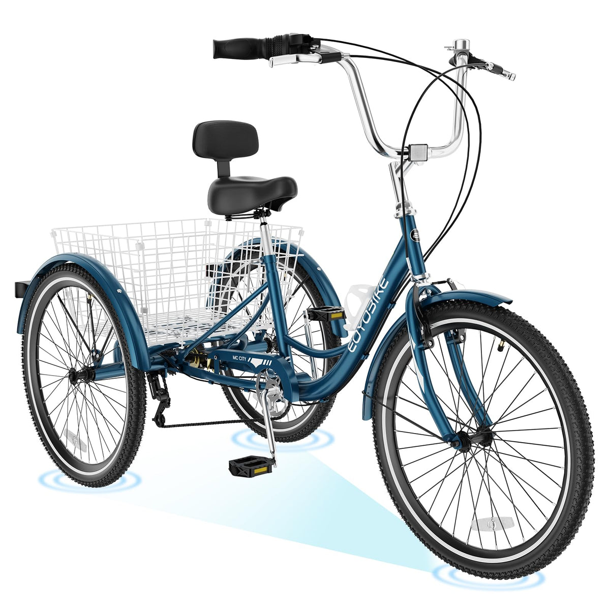 ABORON Adults Tricycle, 3 Wheels Bike for Adult, Tricycle for Adults, Double-Wall Wheel Rims, Tricycle for Women Men Exercise Outdoor Sports