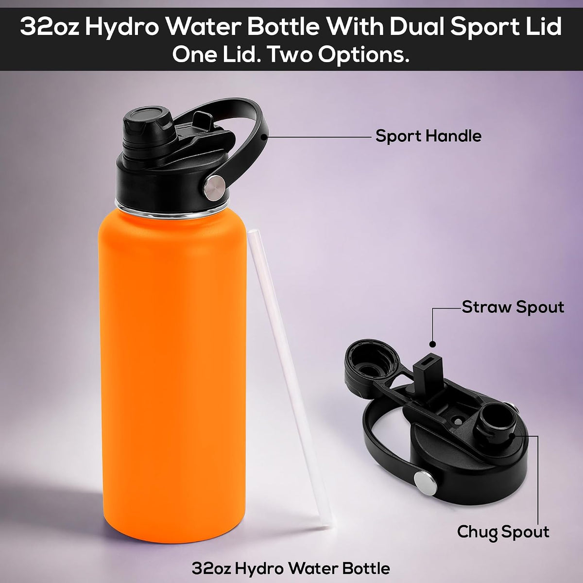 makerflo 32oz Powder Coated Hydro Water Bottle Blanks, Orange, Case of 25