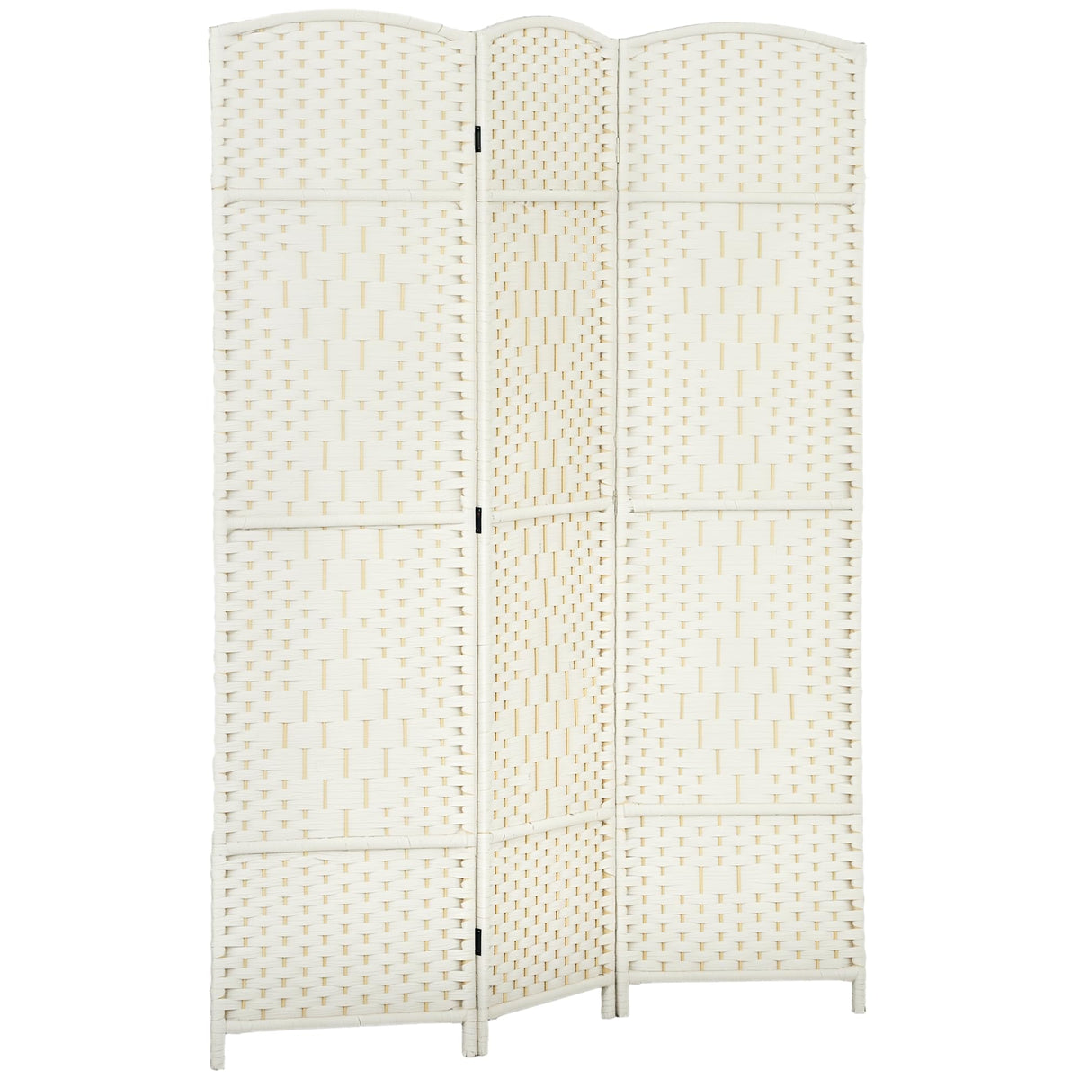 HOMCOM 3 Panel Room Divider 6 Ft Privacy Screen Hand-Woven Washed Oak