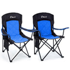 EMERIT 2-Pack Folding Camping Chair, Diamond-Quilted & Adjustable Armrest