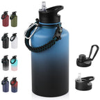 32 oz Insulated Water Bottle Bulk 8 Pack, Stainless Steel Sports Water Bottles with Straw Lid & Wide Mouth Lids, Double Walled Vacuum, Leak Proof, White