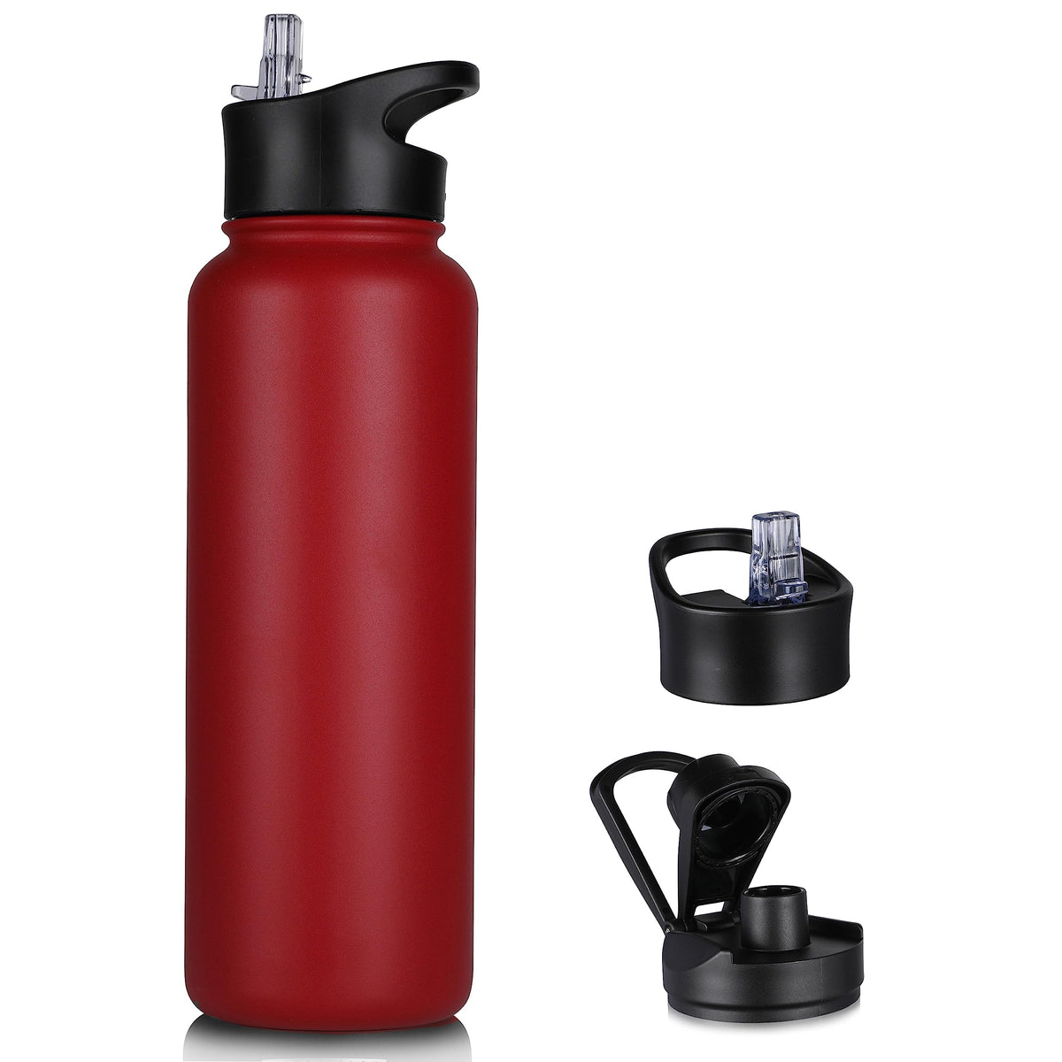 32 oz Insulated Water Bottle Bulk 8 Pack, Stainless Steel Sports Water Bottles with Straw Lid & Wide Mouth Lids, Double Walled Vacuum, Leak Proof, White