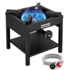 BESTFIRE 200,000 BTU Heavy Duty Propane Burner, High Pressure Outdoor Gas Stove with 0-20 PSI Adjustable Regulator & Hose, Portable Single Burner for Home Brewing, Turkey Fryer, Wok Cooking & Camping